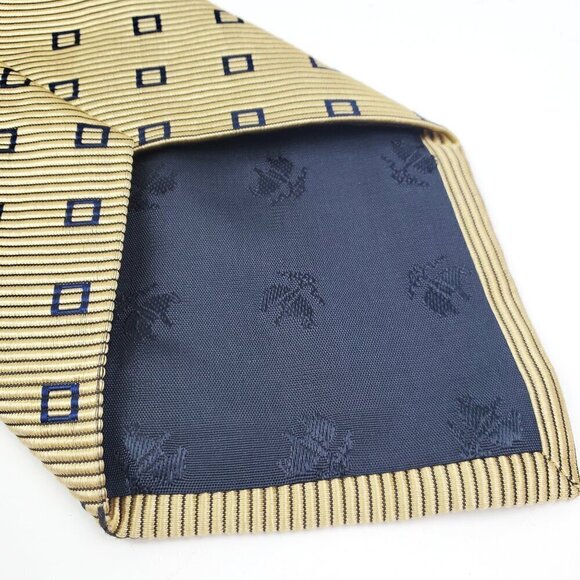 Brooks Brothers Makers Geometric Neck Tie Silk Cotton Textured 60" Gold Made USA - Picture 5 of 12